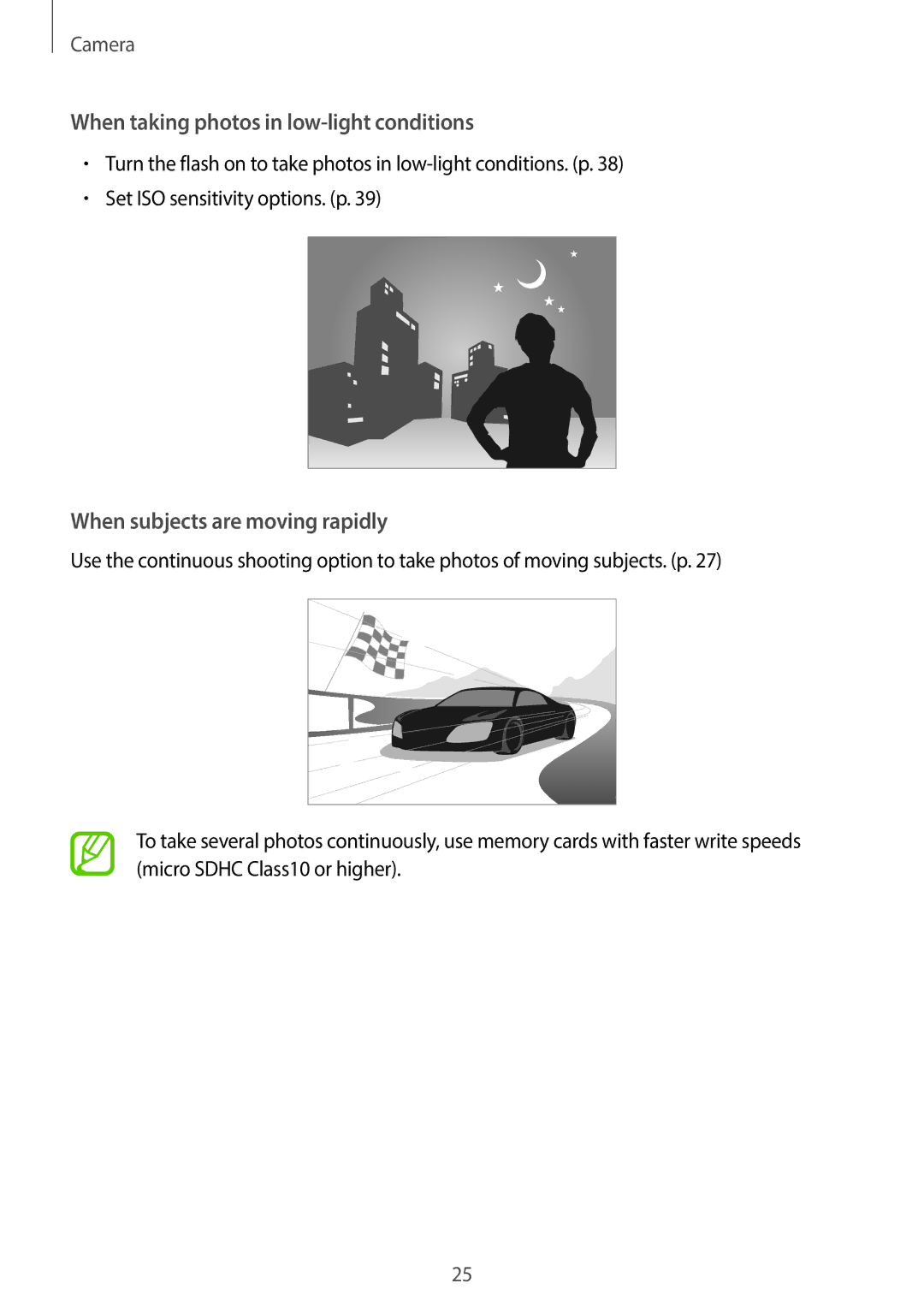 Samsung EK-GC100 user manual When taking photos in low-light conditions 