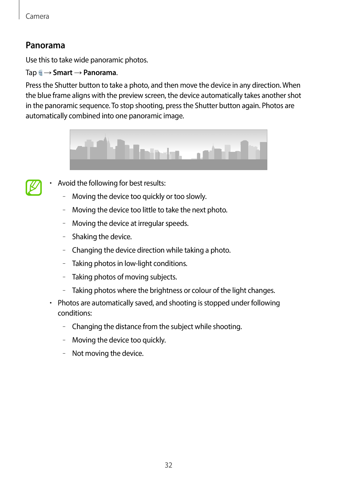 Samsung EK-GC100 user manual Tap →Smart →Panorama 