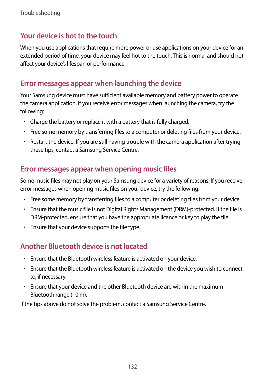 Samsung EK-GC100 user manual Your device is hot to the touch 