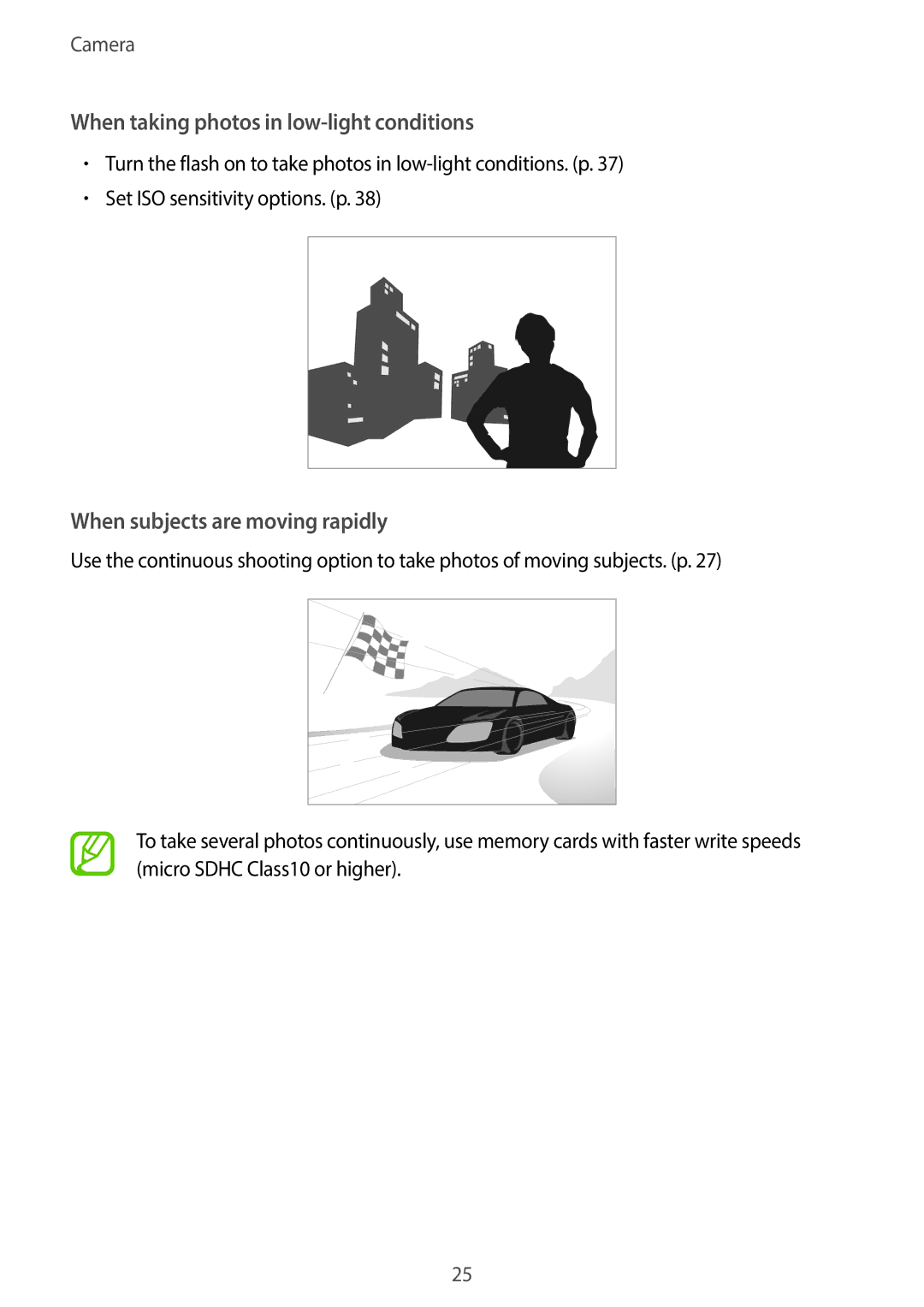 Samsung EK-GC100 user manual When taking photos in low-light conditions 