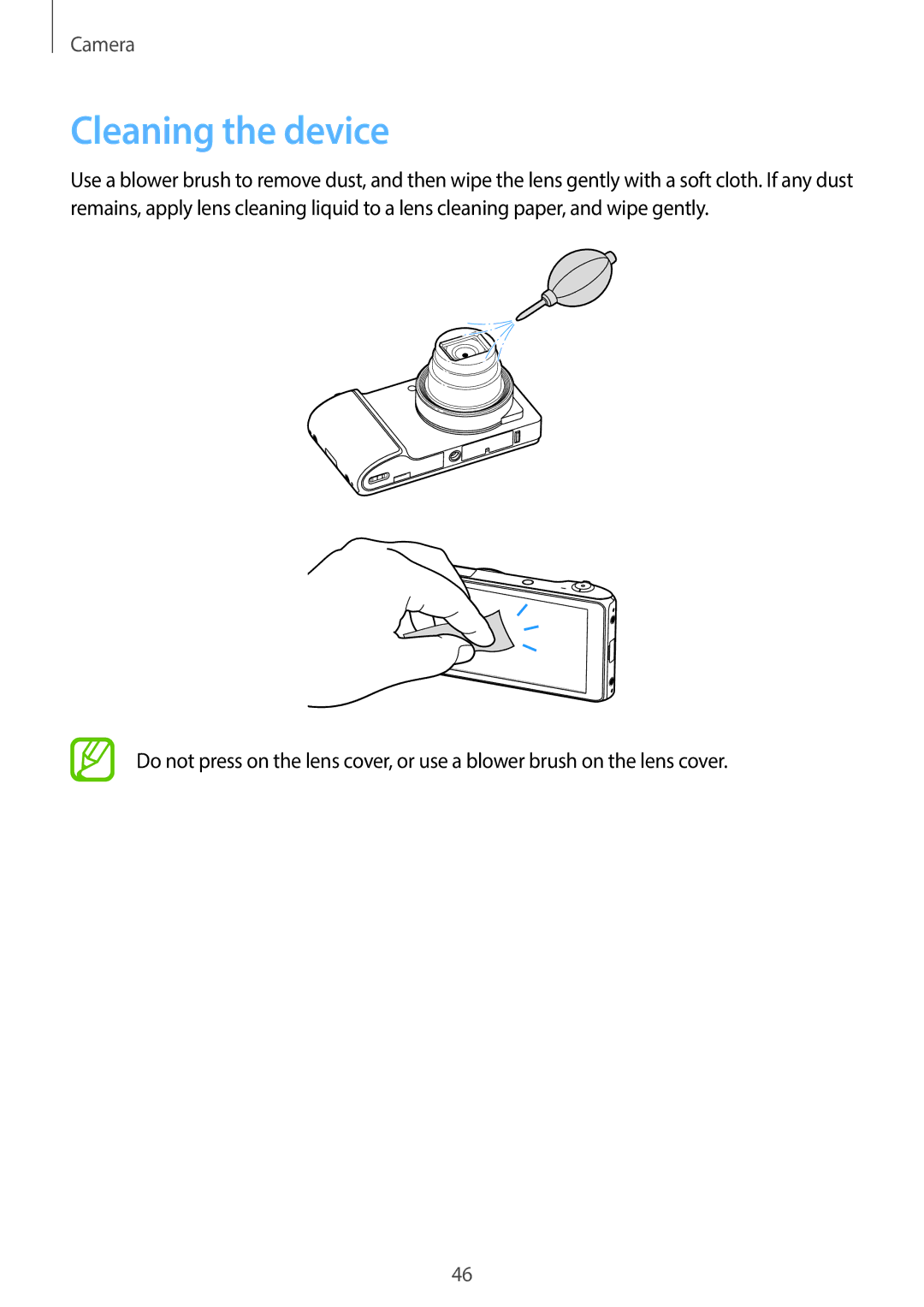 Samsung EK-GC100 user manual Cleaning the device 