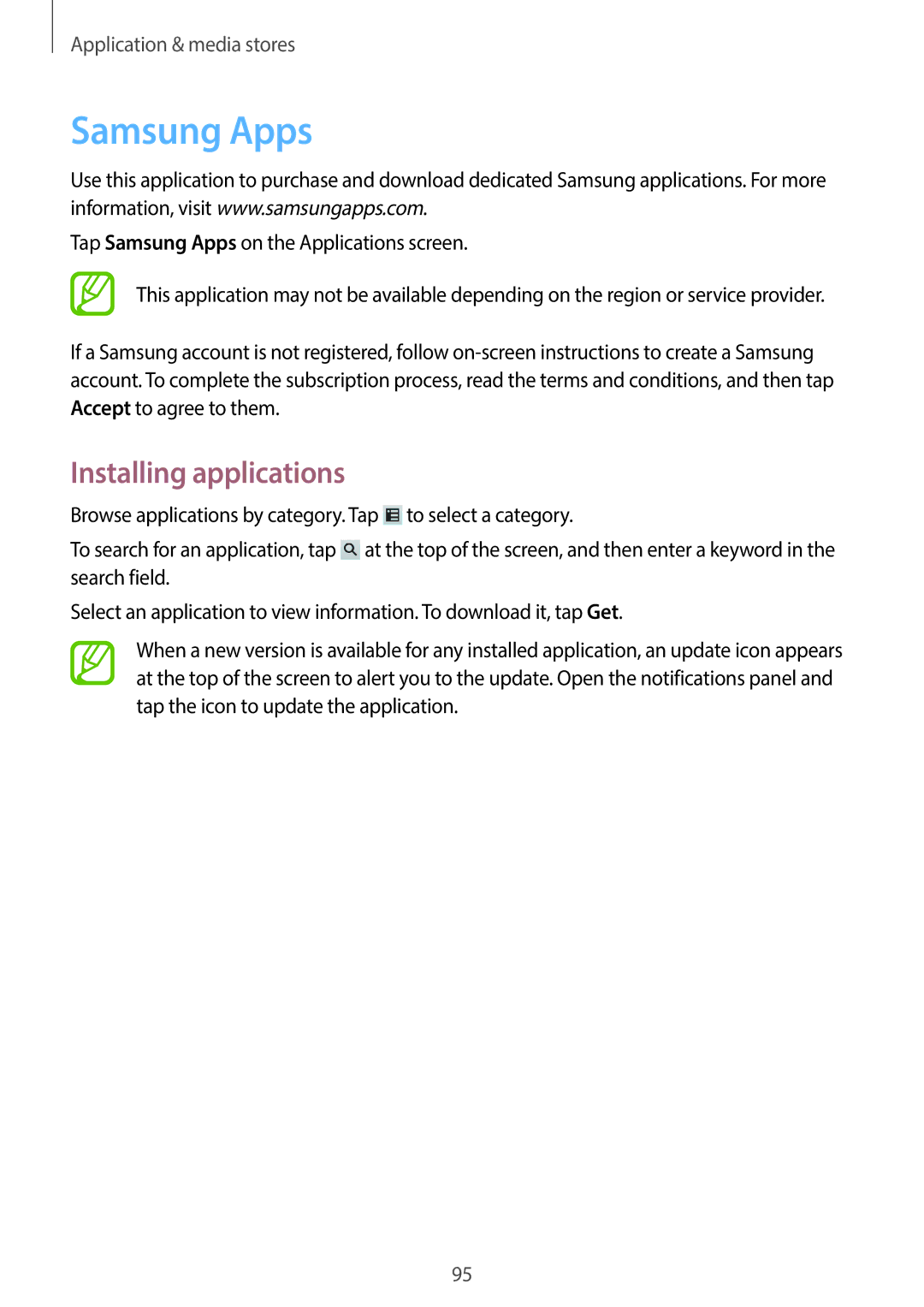 Samsung EK-GC100 user manual Samsung Apps 