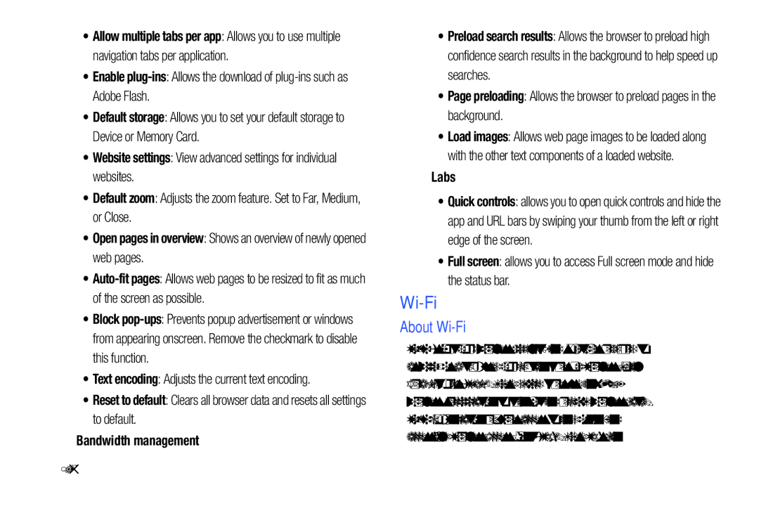 Samsung EK-GC100ZWAATT user manual About Wi-Fi, Bandwidth management, Labs 