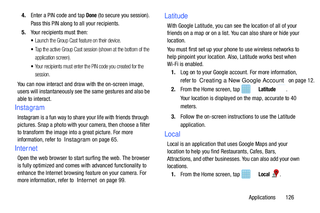 Samsung EK-GC100ZWAATT user manual Latitude, Local 