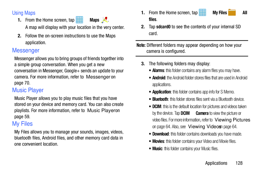 Samsung EK-GC100ZWAATT user manual My Files, Using Maps, From the Home screen, tap Maps 