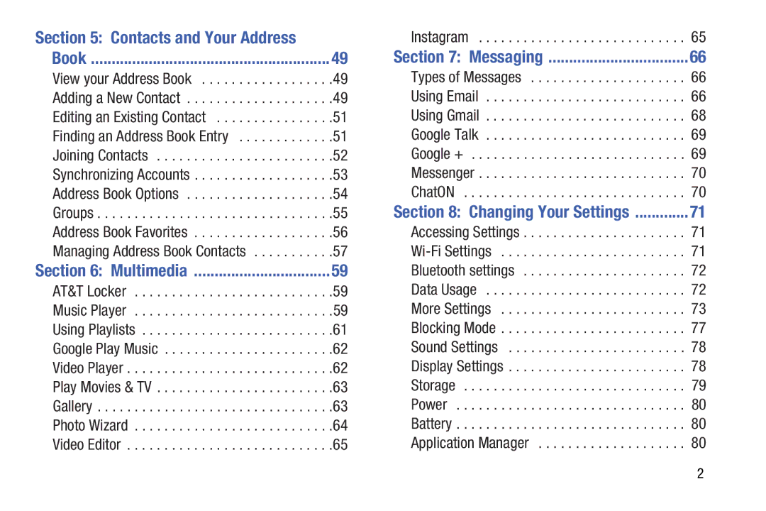 Samsung EK-GC100ZWAATT user manual Contacts and Your Address, Book, Messaging 