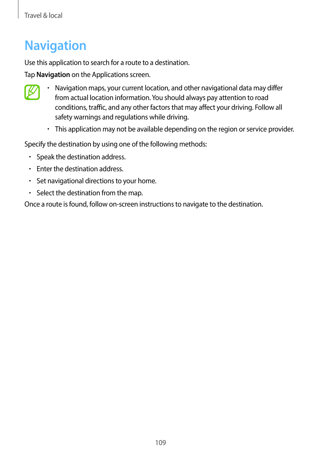 Samsung EK-GC110ZWAXAR user manual Navigation 