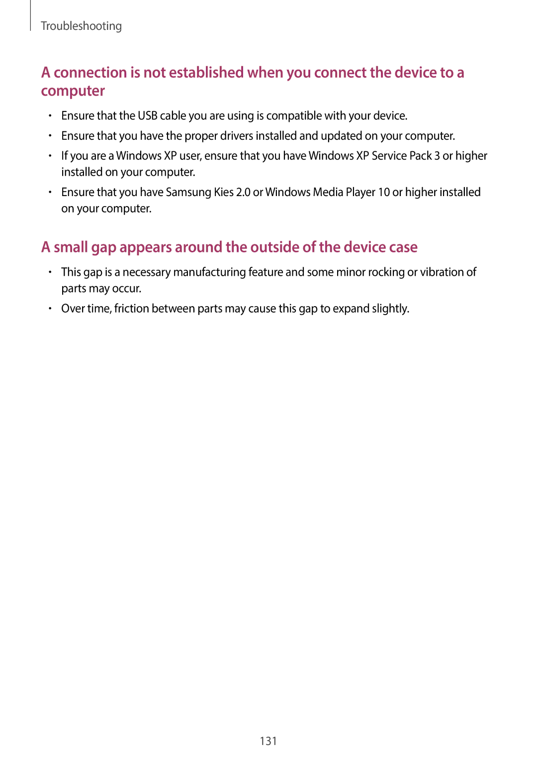 Samsung EK-GC110ZWAXAR user manual Small gap appears around the outside of the device case 