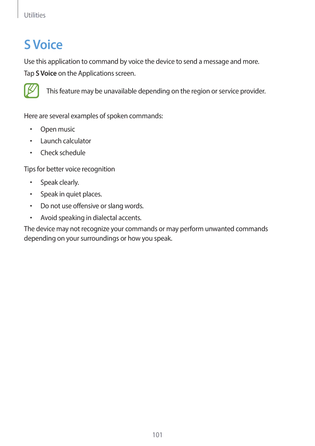 Samsung EK-GC120ZWAVZW, EK-GC120BKAVZW user manual Voice 