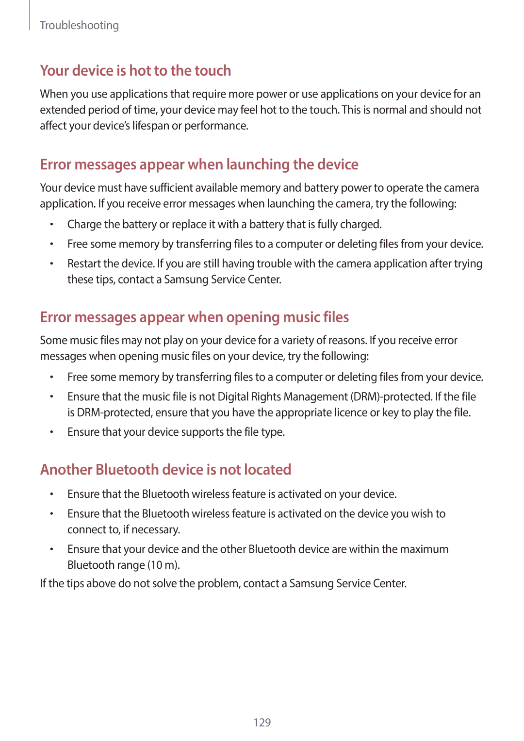 Samsung EK-GC120ZWAVZW, EK-GC120BKAVZW user manual Your device is hot to the touch 