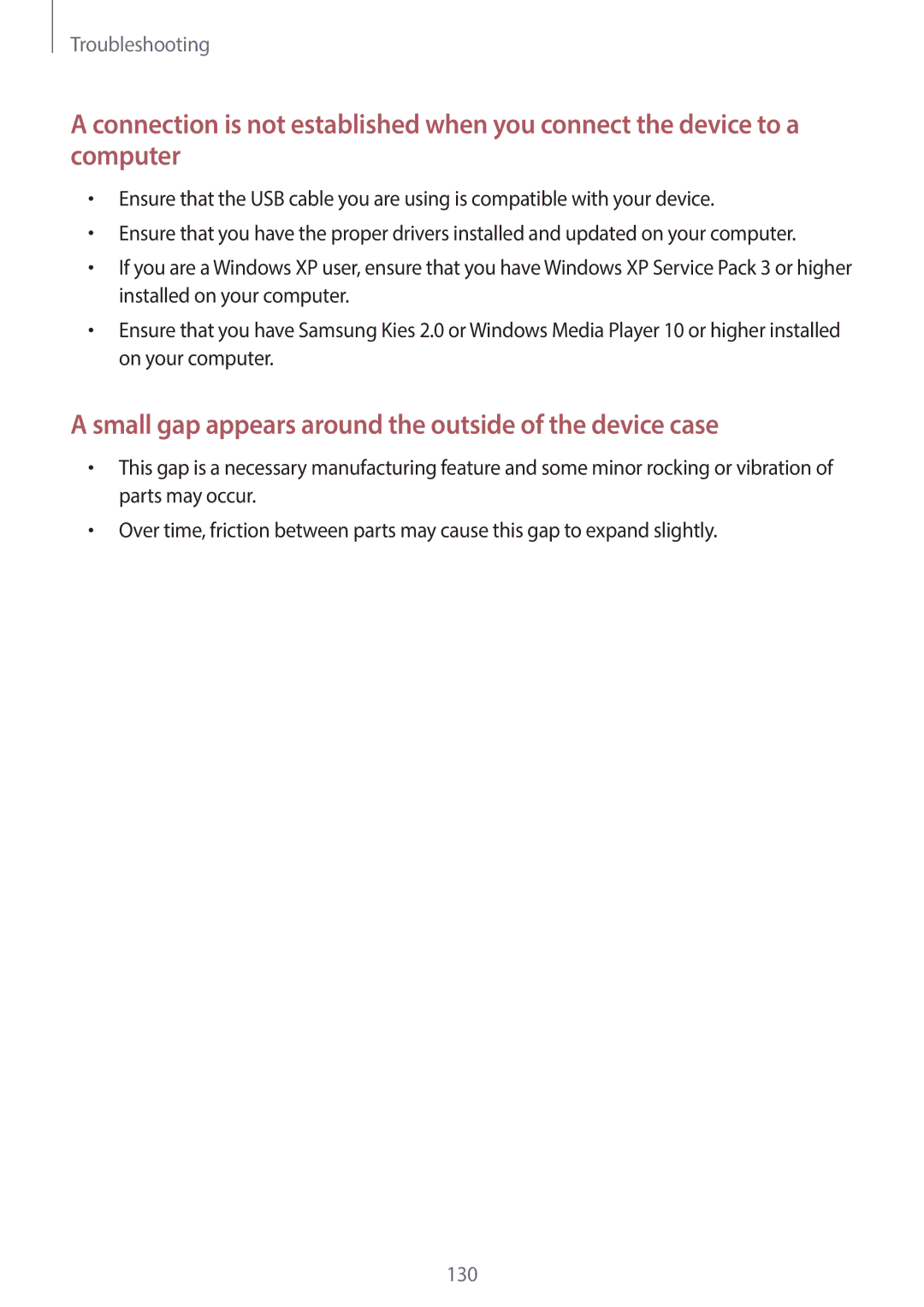 Samsung EK-GC120BKAVZW, EK-GC120ZWAVZW user manual Small gap appears around the outside of the device case 