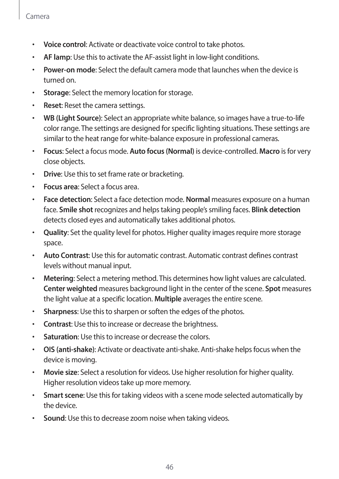 Samsung EK-GC120BKAVZW, EK-GC120ZWAVZW user manual Camera 