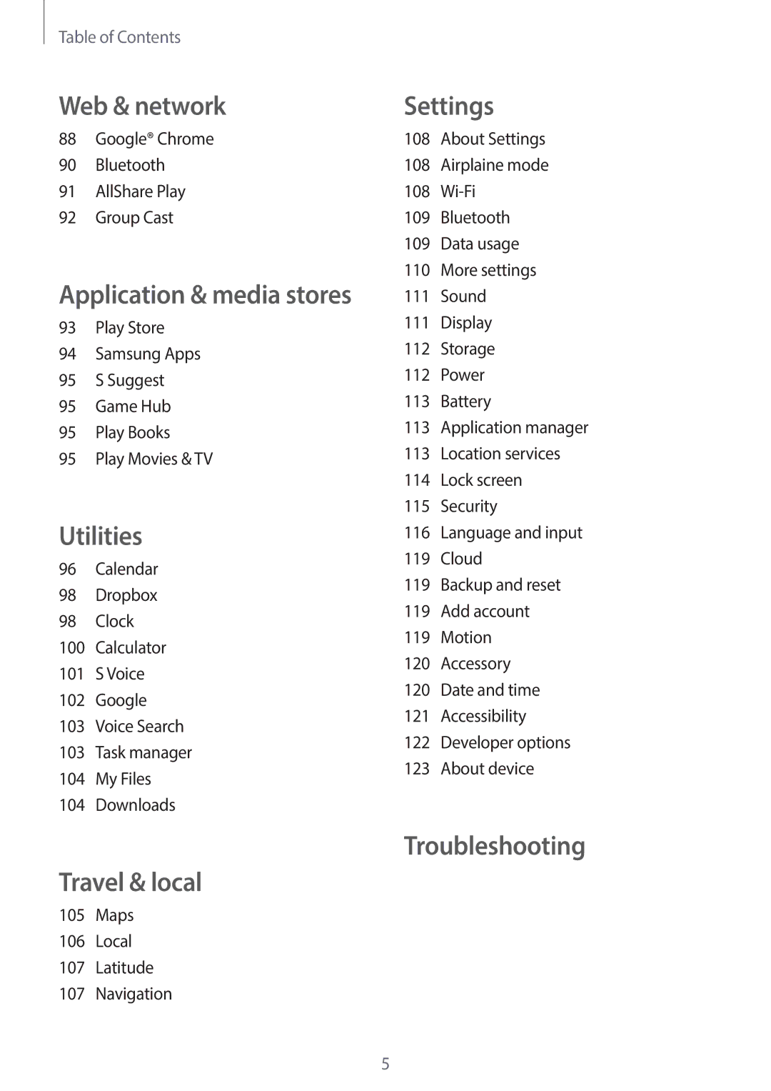 Samsung EK-GC120ZWAVZW, EK-GC120BKAVZW user manual Travel & local 