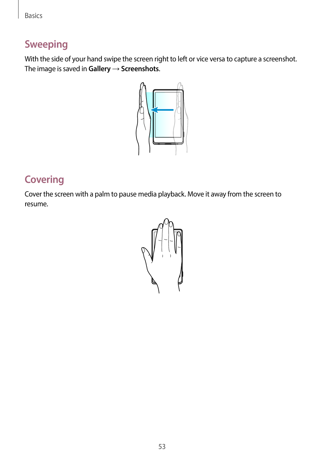 Samsung EK-GC120ZWAVZW, EK-GC120BKAVZW user manual Sweeping, Covering 