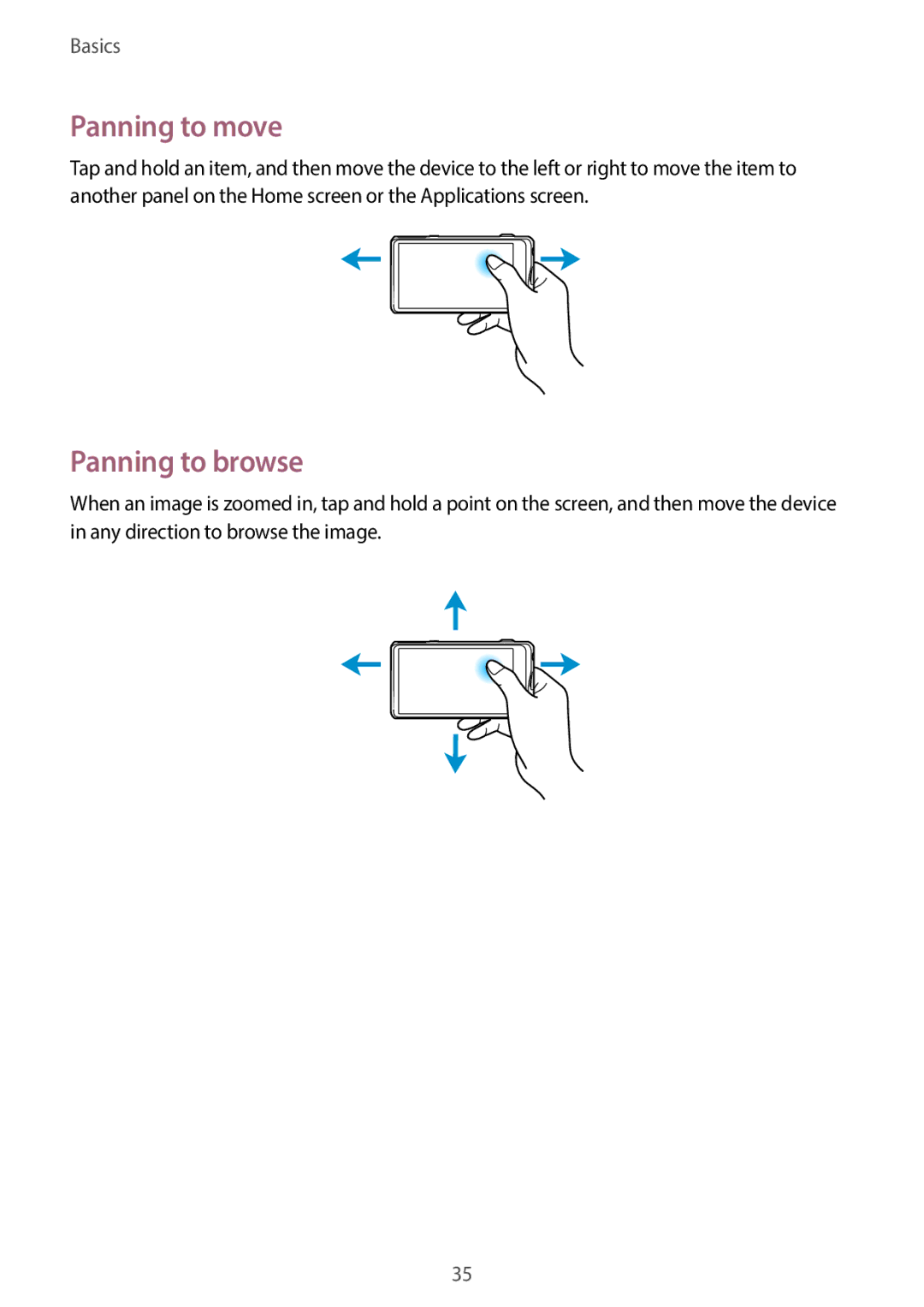 Samsung EKGC200ZWAXA, EKGC200ZKAXA user manual Panning to move, Panning to browse 