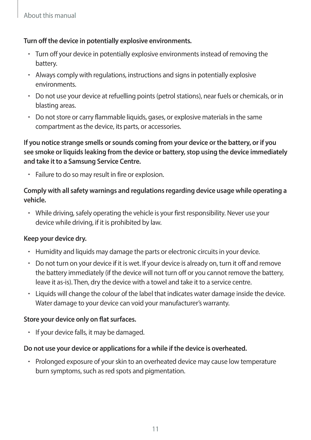 Samsung EKGC200ZKAXAR, EKGC200ZWAXAR Turn off the device in potentially explosive environments, Keep your device dry 