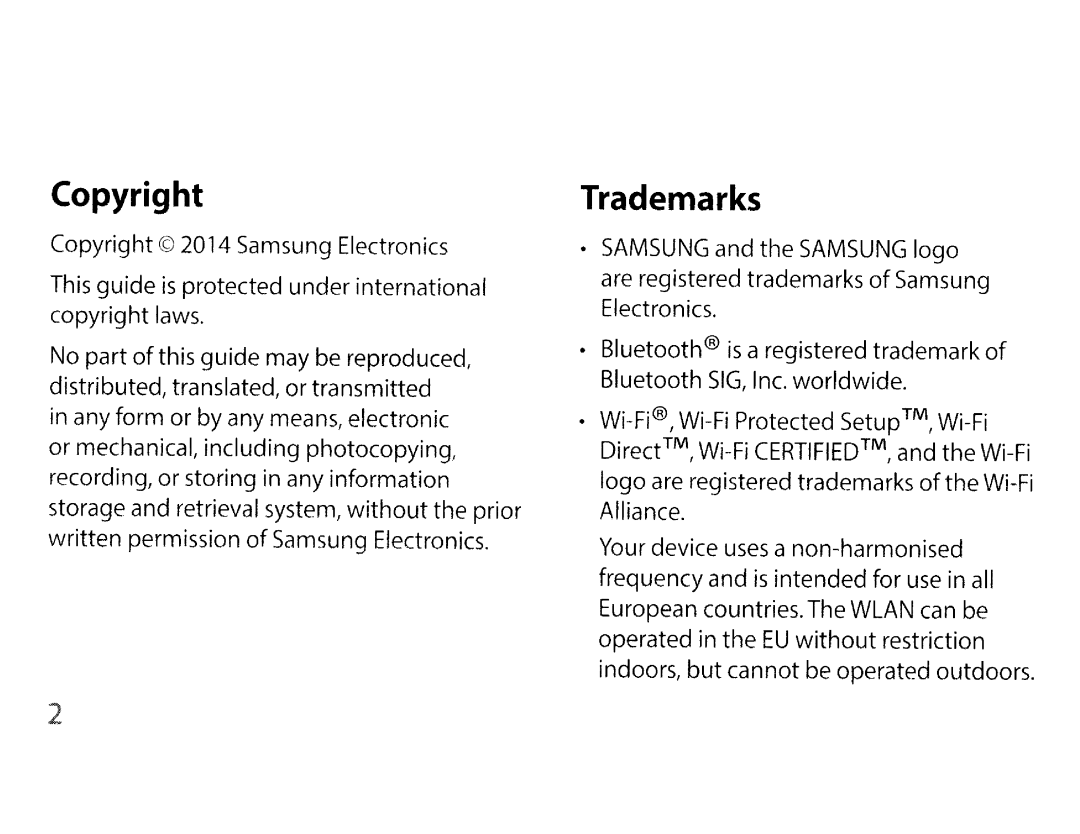 Samsung EKGC200ZWAXAR, EK-GC200ZKAXAR Samsung and the Samsung logo, Are registered, Trademarks of Samsung, Electronics 