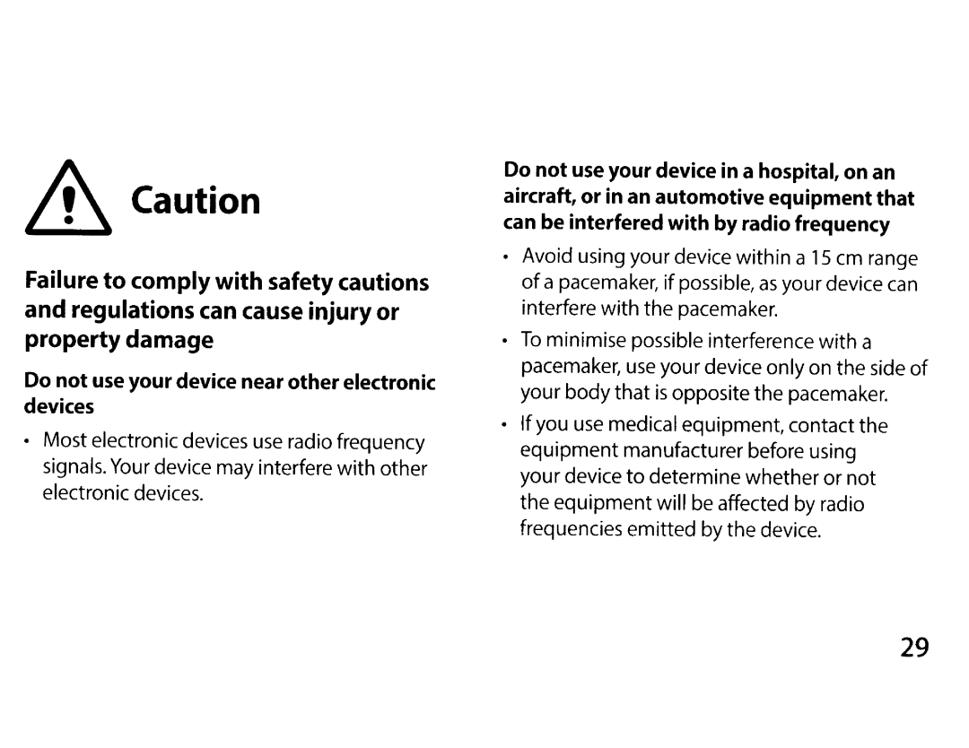 Samsung EKGC200ZKAXAR Avoid using your, Device within a 15 em range, A pacemaker, if possible, as your device can 