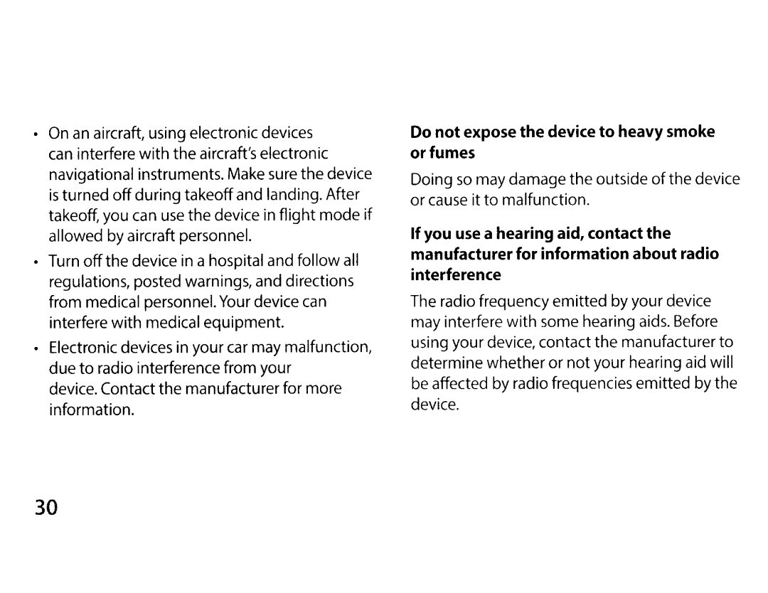 Samsung EKGC200ZWAXAR On an aircraft, using electronic devices, Can interfere with the aircraftselectronic, Information 