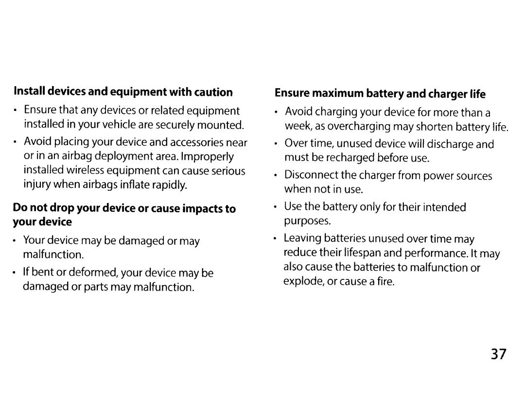 Samsung EKGC200ZKAXAR May be damaged or may, If bent or deformed, Your device may be, Damaged or parts may malfunction 