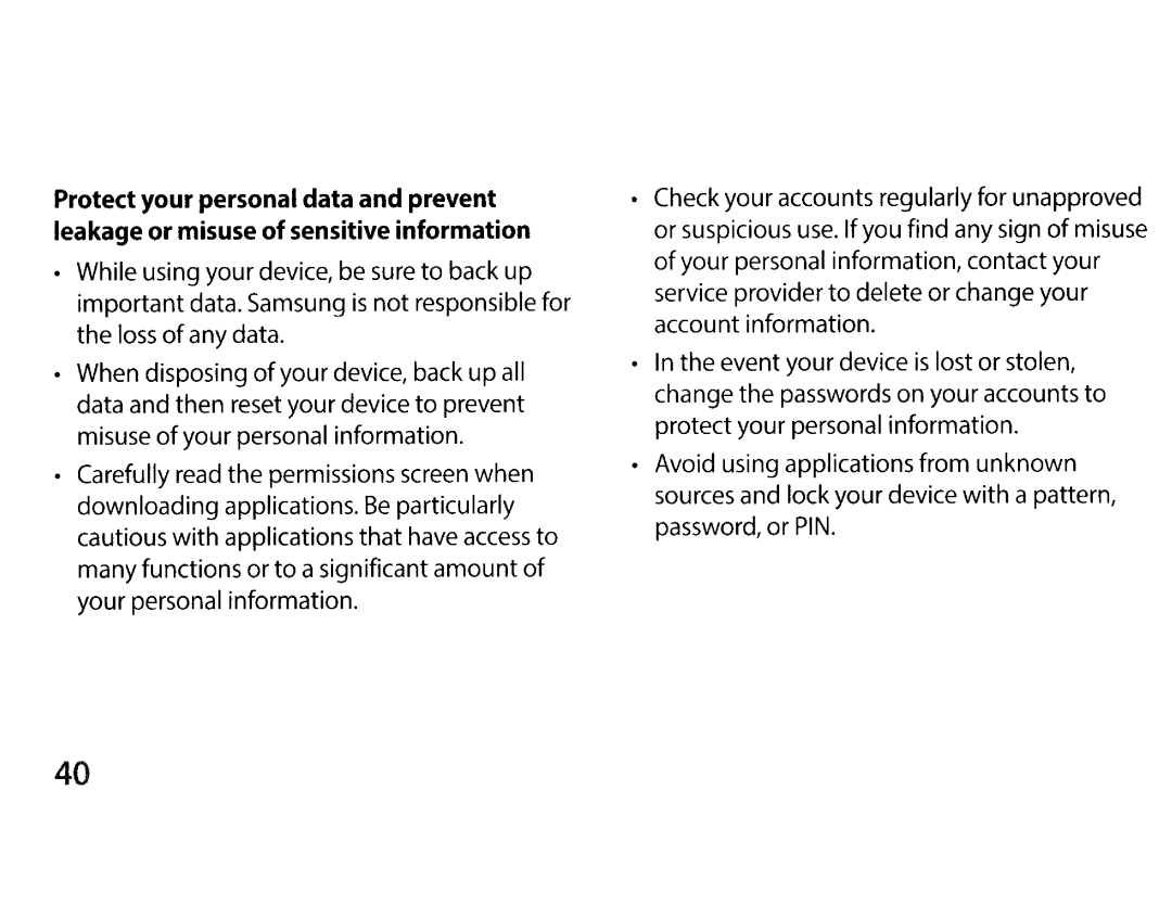 Samsung EK-GC200ZWAXAR Check your accounts regularly for unapproved, Your personal information, contact your, Sure not 