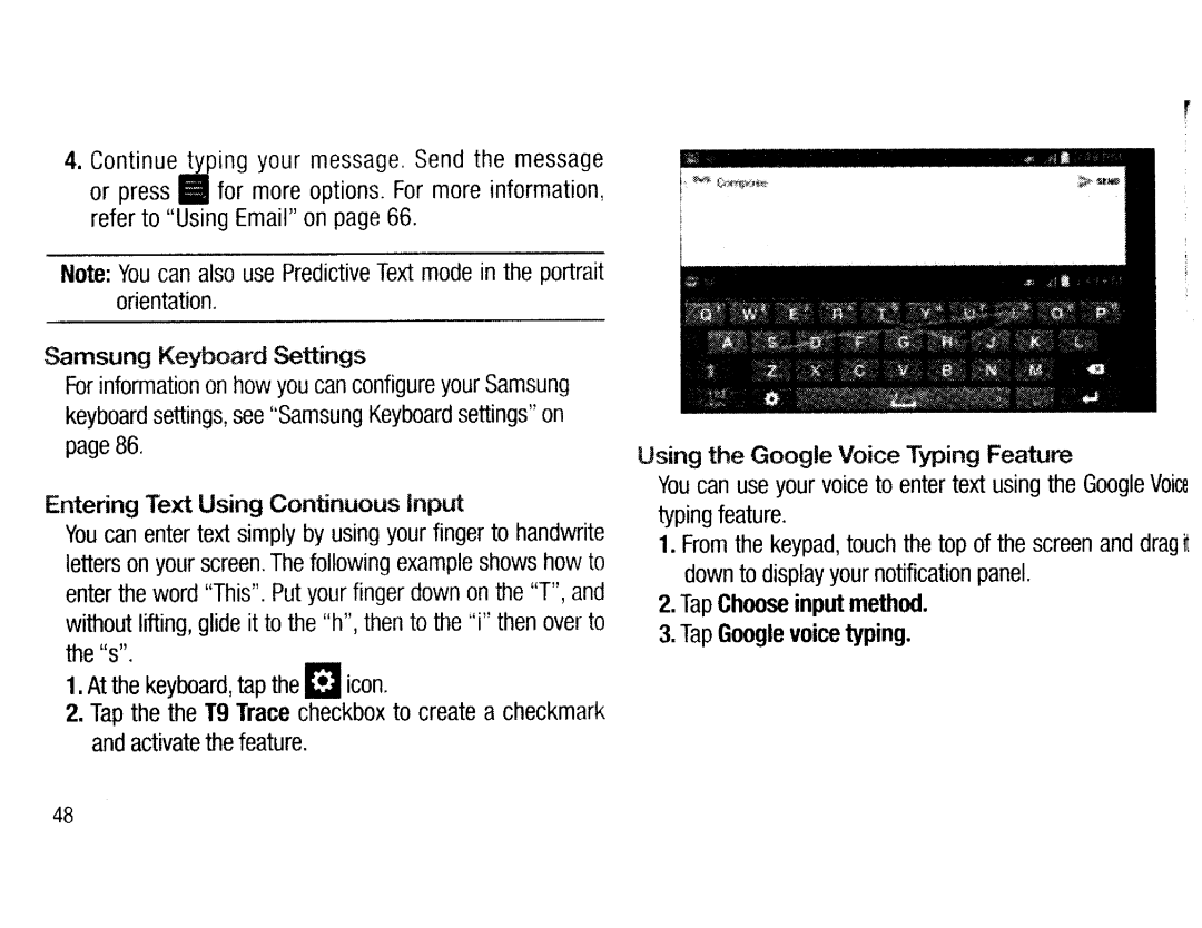 Samsung EK-GC200ZWAXAR user manual Ing your message. Send, Samsung Keyboard Settings, Using the Google Voice Typing Feature 