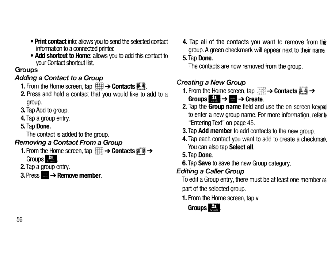 Samsung EK-GC200ZWAXAR user manual Tap all of the contacts you want to remove, Lfl -+Contacts, You can also tap Select all 