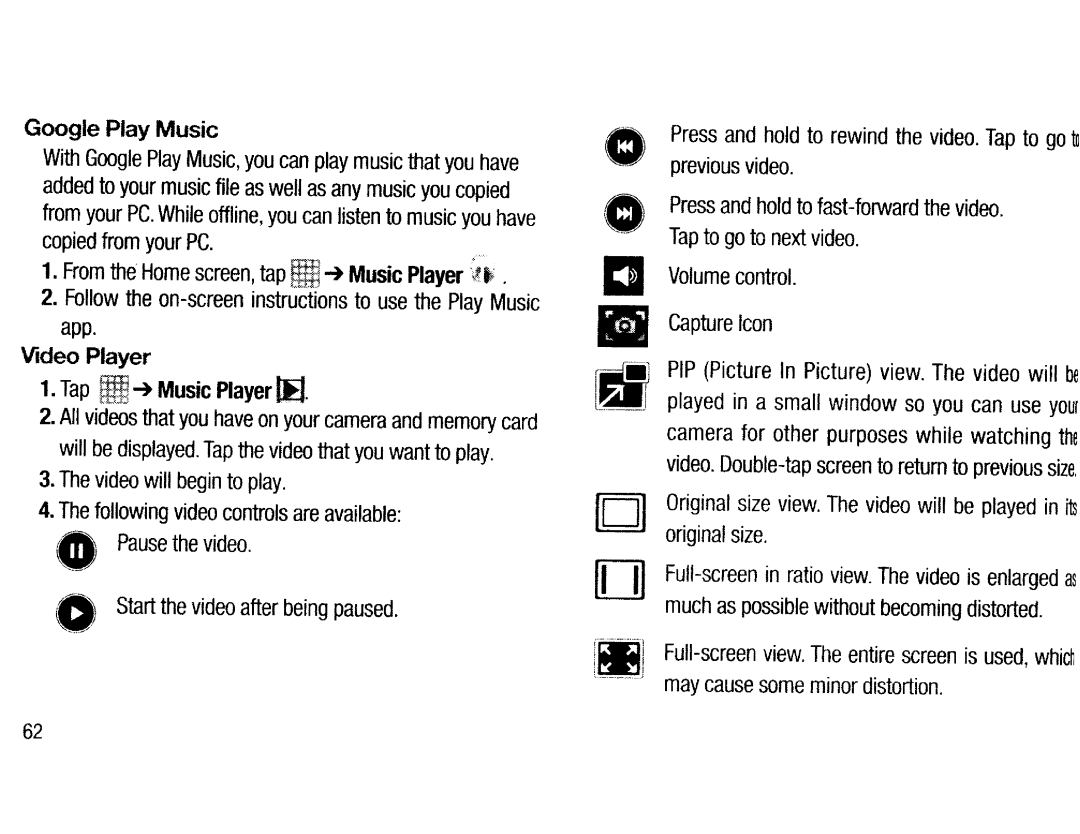 Samsung EKGC200ZWAXAR, EK-GC200ZKAXAR, EK-GC200ZWAXAR, EKGC200ZKAXAR user manual Google, Play Music, Video Player, Will 