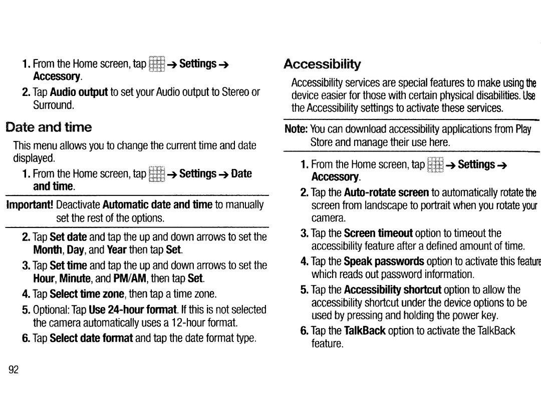 Samsung EK-GC200ZWAXAR, EKGC200ZWAXAR user manual Set the rest of the options, From the Home screen, tap fl~-+Settings -+ 