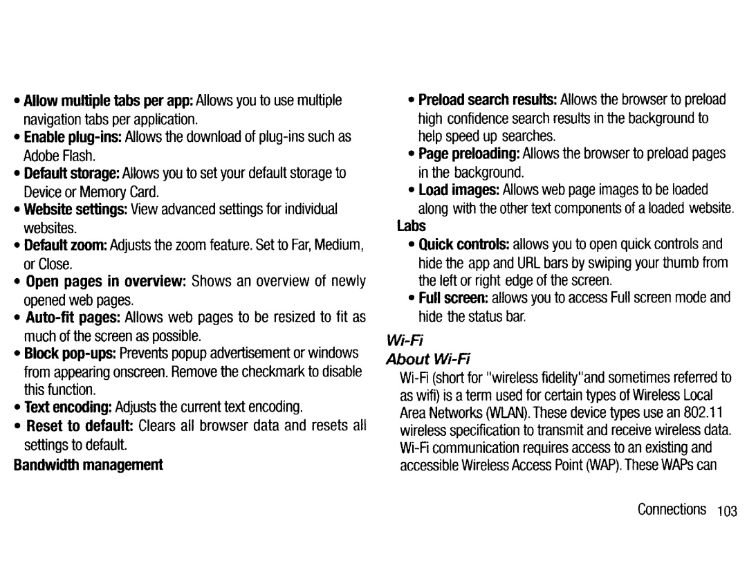 Samsung EK-GC200ZKAXAR Allow multiple tabs per app Allows you to use multiple, Open pages in overview Shows an, Wi-Fi 