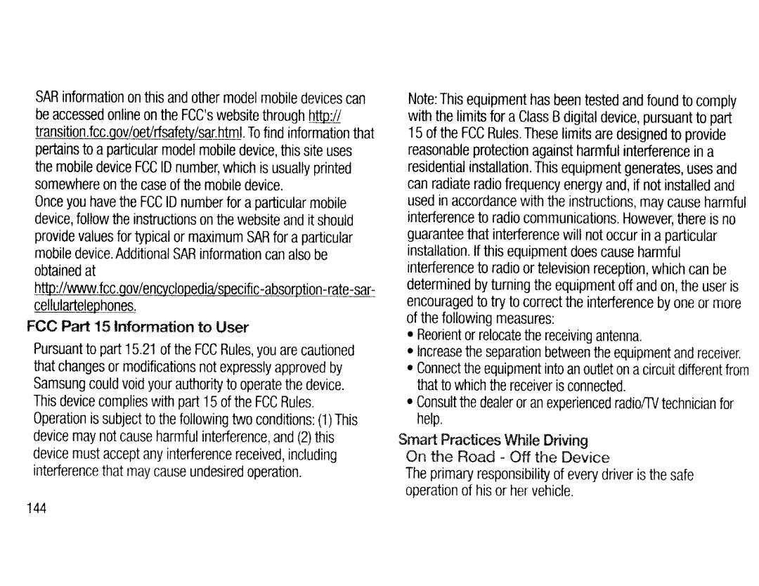 Samsung EK-GC200ZWAXAR, EKGC200ZWAXAR FCC Part 151nformation to User, Transition.fcc, Or maximum SAR for a particular 