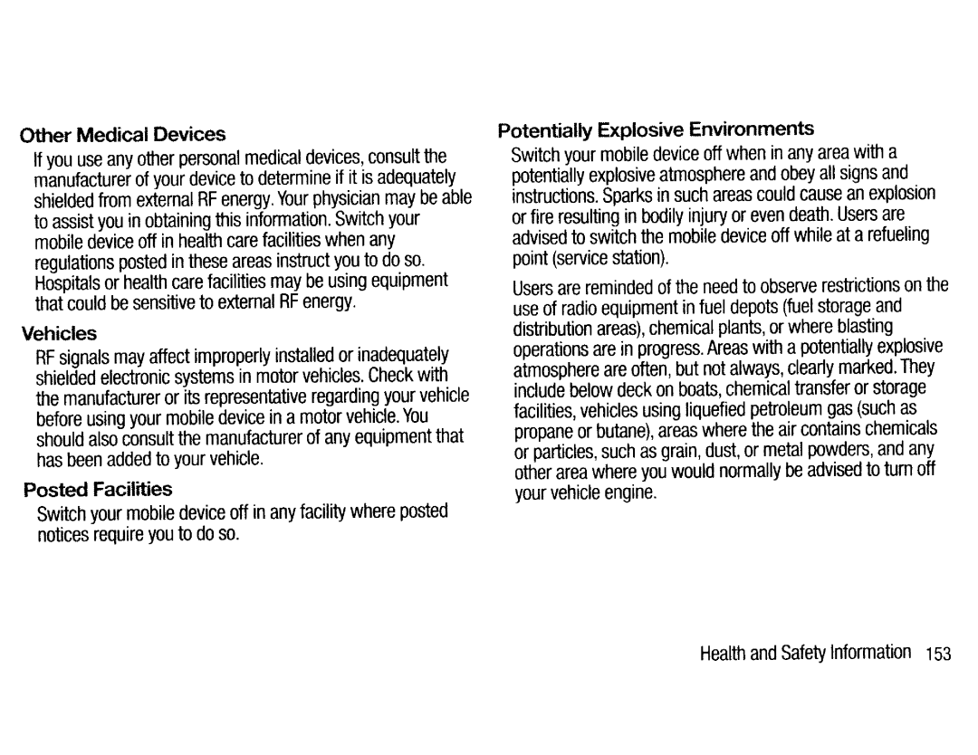 Samsung EKGC200ZKAXAR user manual Other Medical Devices, Potentially Explosive Environments, Posted Facilities, Vehicles 