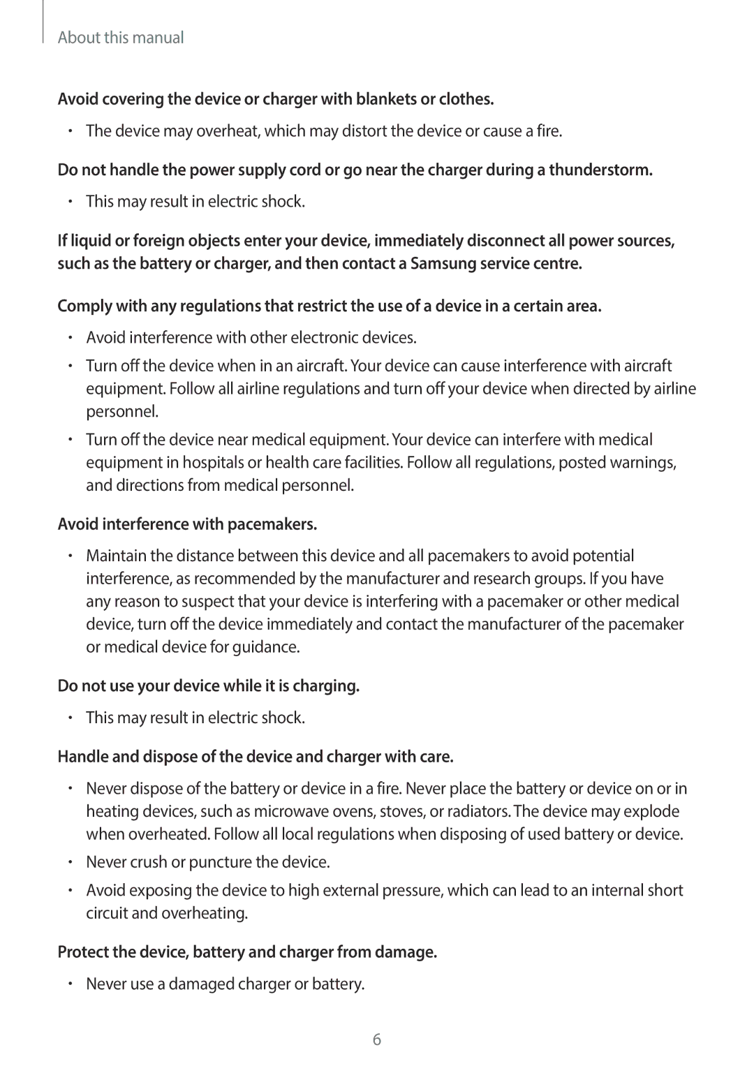 Samsung EK-GC200ZWAXAR, EKGC200ZWAXAR Avoid interference with pacemakers, Do not use your device while it is charging 