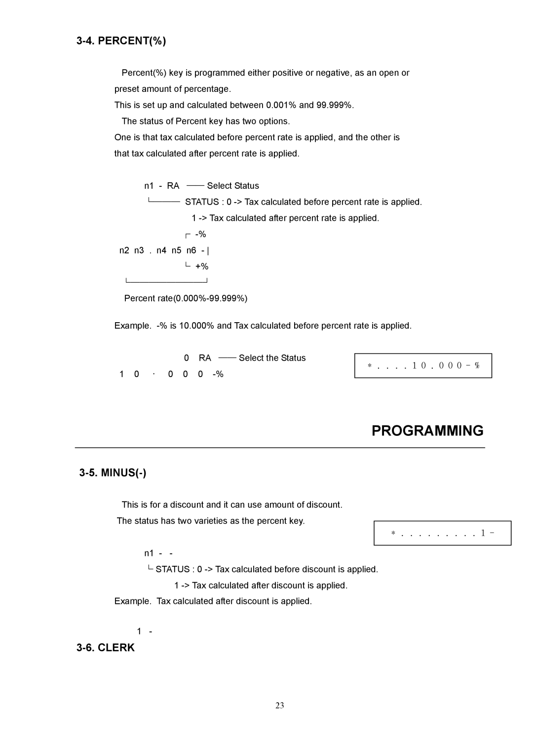 Samsung electronic cash register manual Percent% 