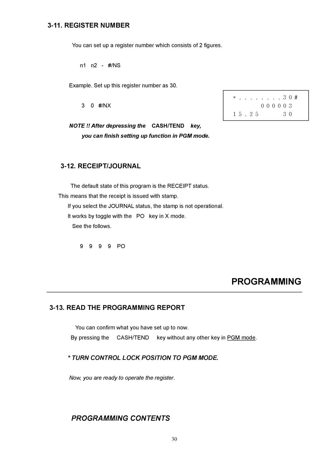 Samsung electronic cash register manual Programming Contents 