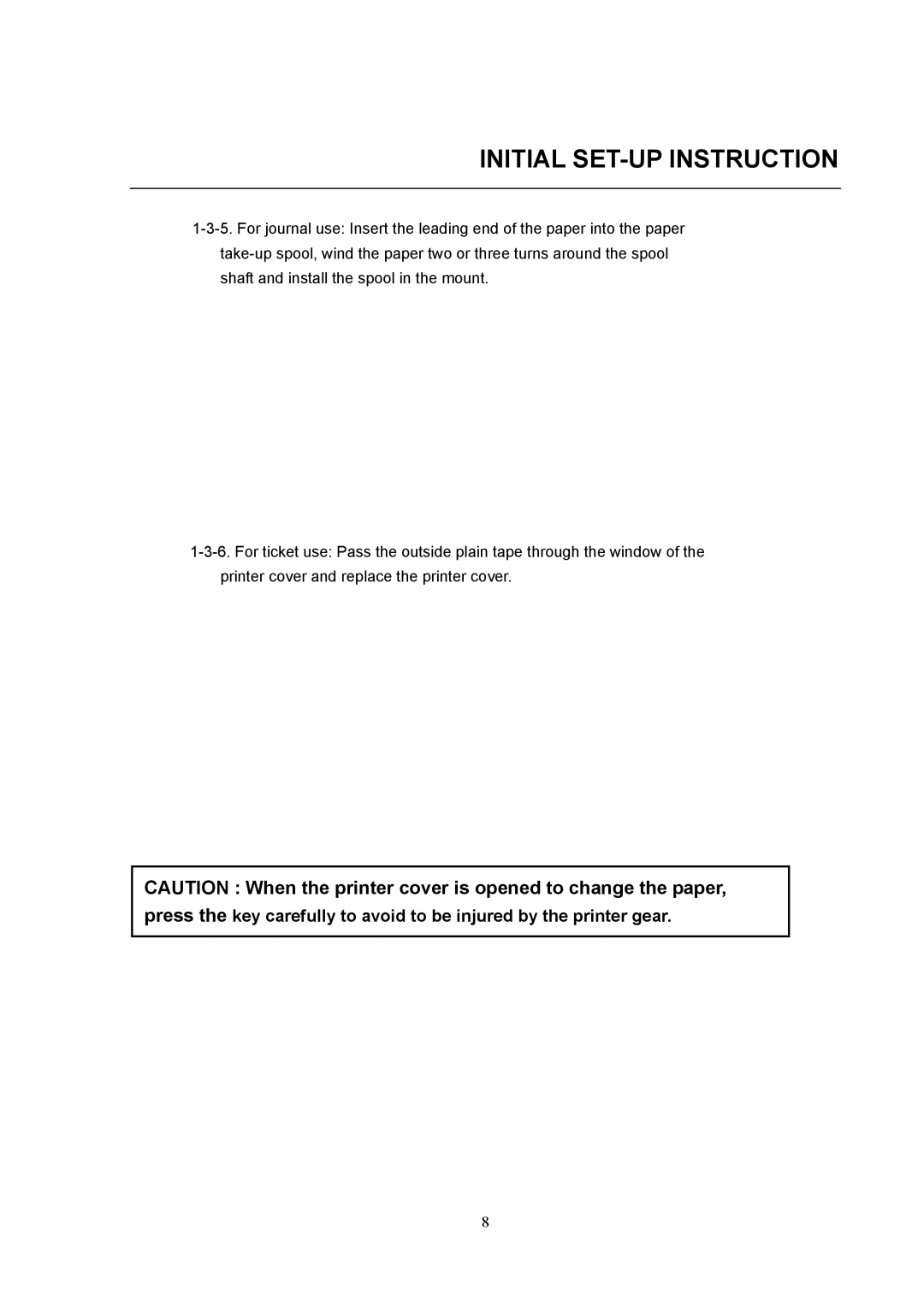 Samsung electronic cash register manual Initial SET-UP Instruction 