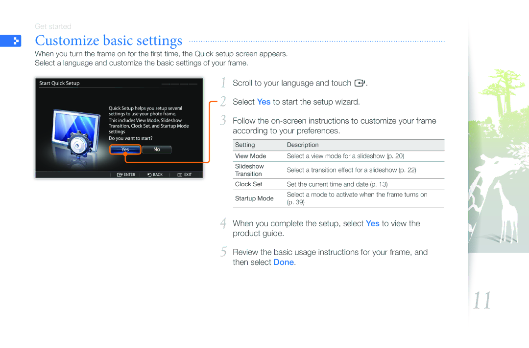 Samsung EMM-E6 user manual Customize basic settings 