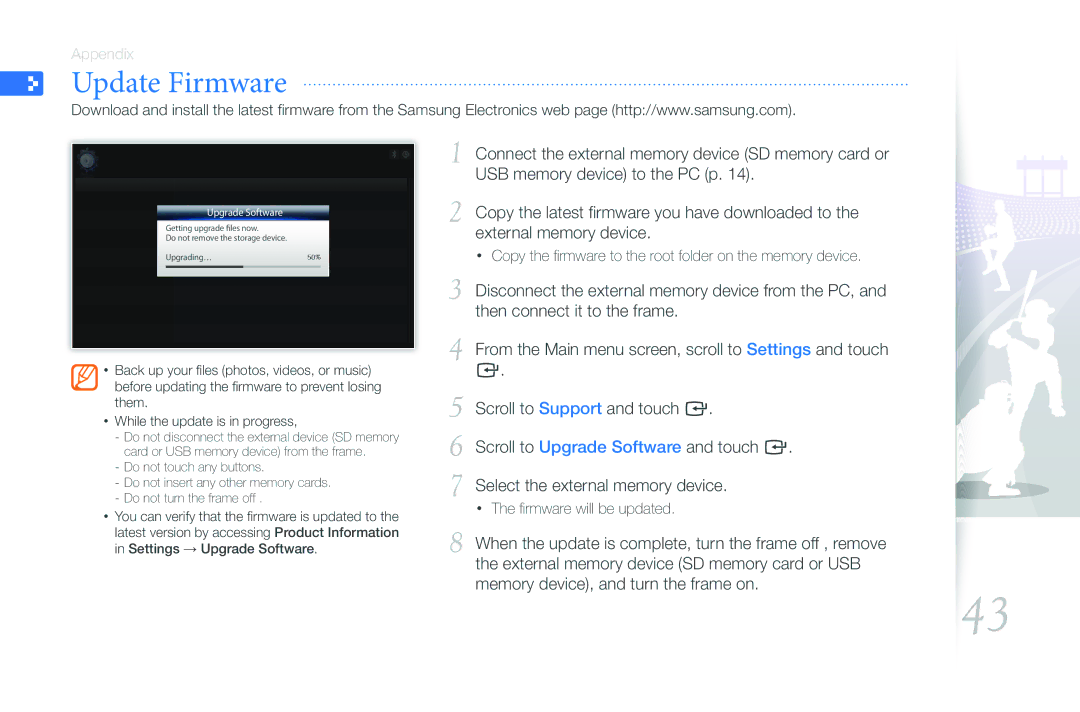 Samsung EMM-E6 user manual Update Firmware 