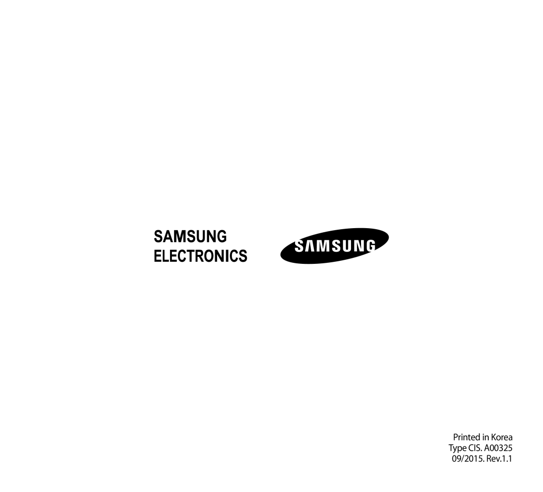 Samsung EO-AG900BSEGRU, EO-AG900BSEGWW, EO-AG900BWEGWW, EO-AG900BWEGAE, EO-AG900BBEGRU manual Type CIS. A00325 09/2015. Rev.1.1 