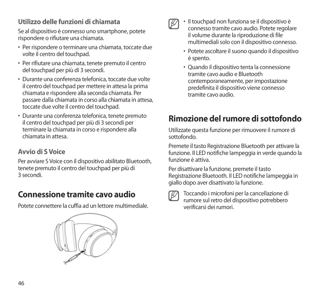 Samsung EO-AG900BBEGRU Connessione tramite cavo audio, Utilizzo delle funzioni di chiamata, Avvio di S Voice, Secondi 