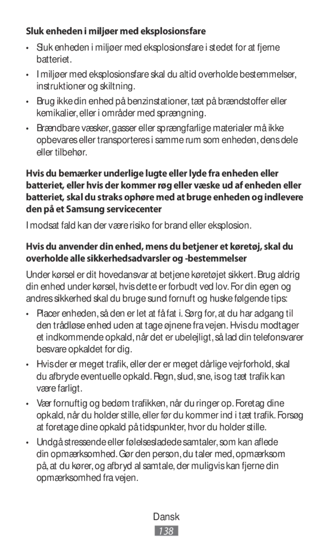 Samsung EO-PN920CFEGWW, EO-BG920BLEGWW, EO-BG920BFEGWW, EJ-FT820BSEGDE manual Sluk enheden i miljøer med eksplosionsfare 