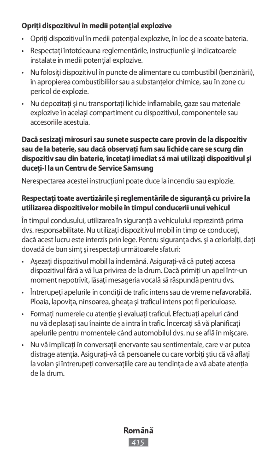 Samsung EO-BG950CWEGRU, EO-BG920BLEGWW, EO-BG920BFEGWW, EJ-FT820BSEGDE manual Opriţi dispozitivul în medii potenţial explozive 