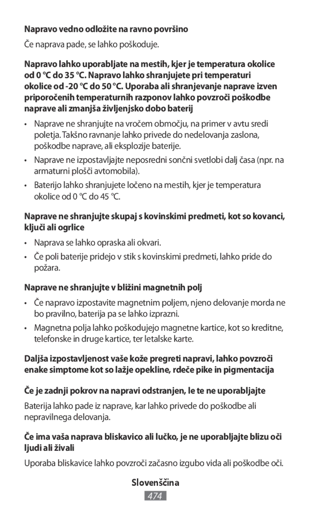 Samsung EO-BG920BLEGWW, EO-BG920BFEGWW Napravo vedno odložite na ravno površino, Če naprava pade, se lahko poškoduje 