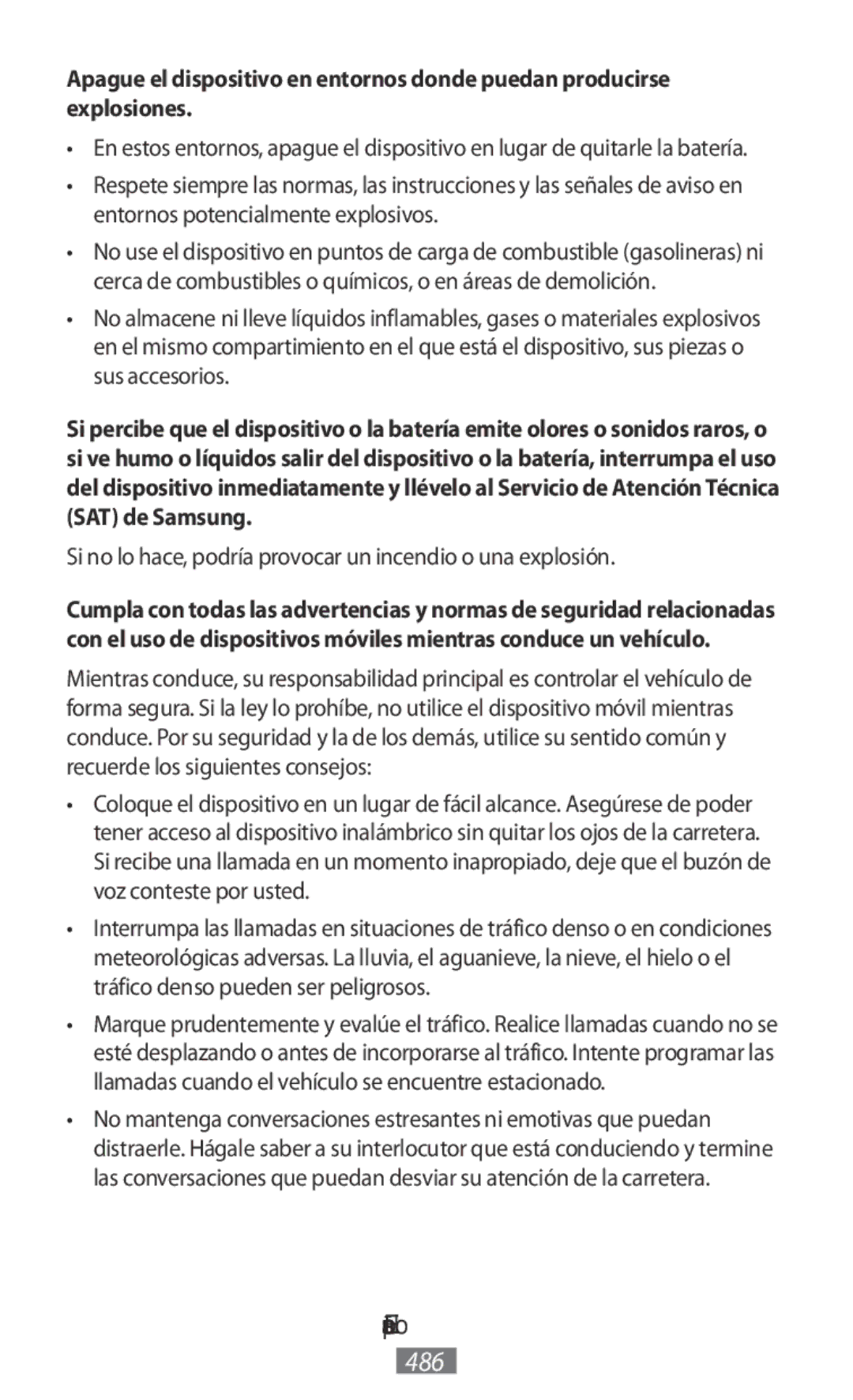 Samsung EO-SG710CSEGRU, EO-BG920BLEGWW, EO-BG920BFEGWW manual Si no lo hace, podría provocar un incendio o una explosión 