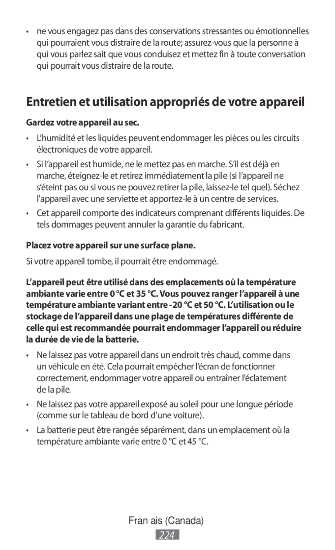 Samsung EO-BG935CBEGWW, EO-BG930CGEGWW Entretien et utilisation appropriés de votre appareil, Gardez votre appareil au sec 