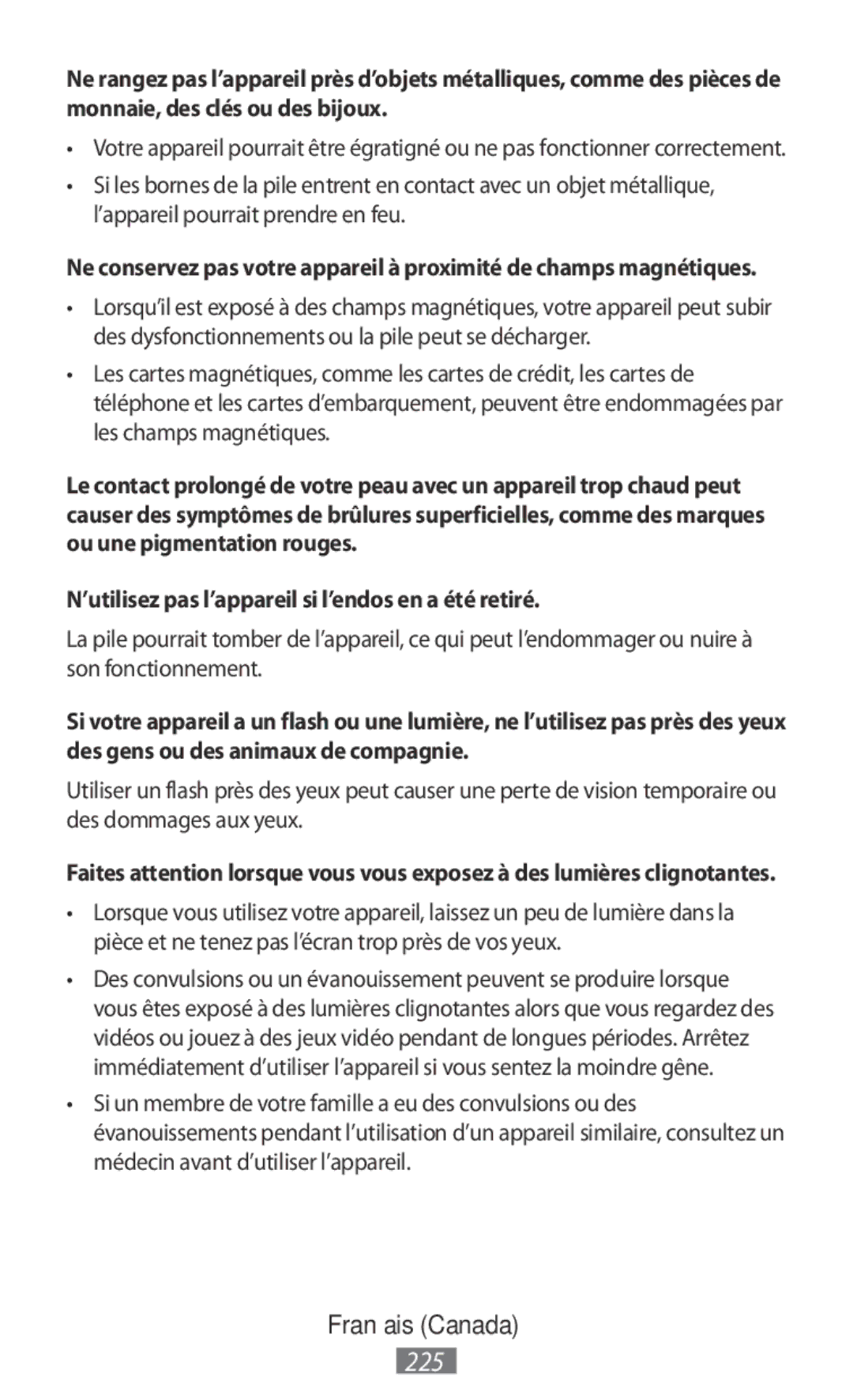 Samsung EJ-FT810FBEGFR, EO-BG930CGEGWW, EO-BG930CPEGWW, EJ-FT810MBEGDE ’utilisez pas l’appareil si l’endos en a été retiré 