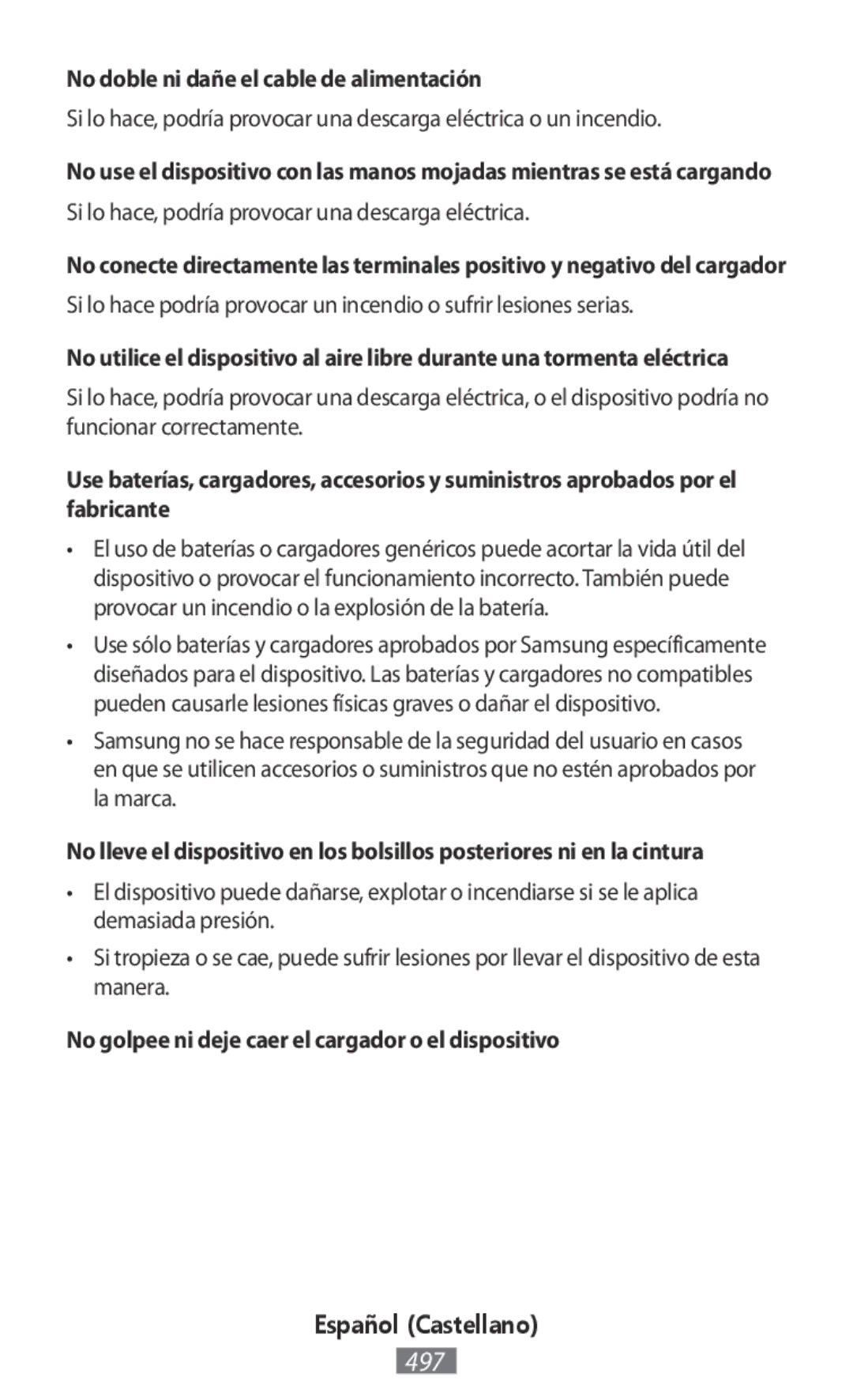 Samsung EO-MN910VBRGRU, EO-BG930CGEGWW, EO-BG930CPEGWW, EJ-FT810MBEGDE, EO-SG900 No doble ni dañe el cable de alimentación 