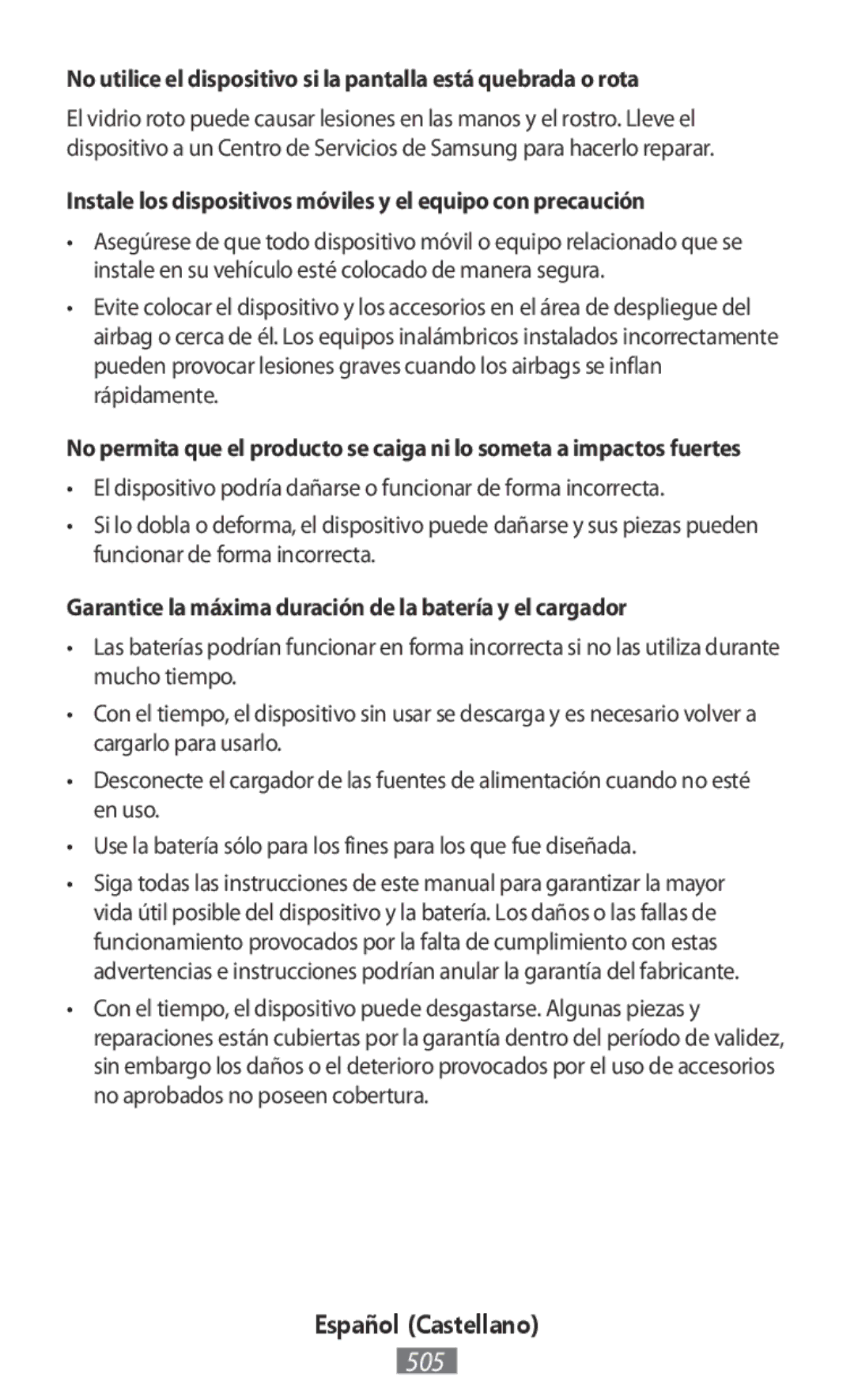 Samsung EO-BN920CFEGRU, EO-BG930CGEGWW, EO-BG930CPEGWW, EO-SG900 Instale los dispositivos móviles y el equipo con precaución 