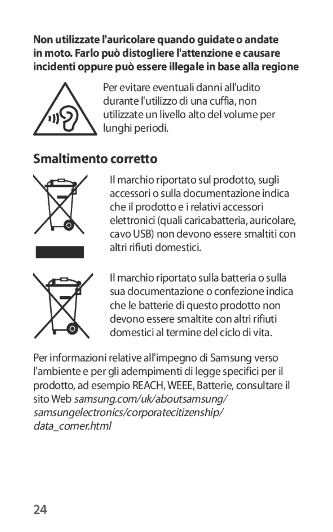 Samsung EO-IG930BBEGWW, EO-IG930BWEGWW, EO-IG930BWEGRU, EO-IG930BBEGRU manual Smaltimento corretto 