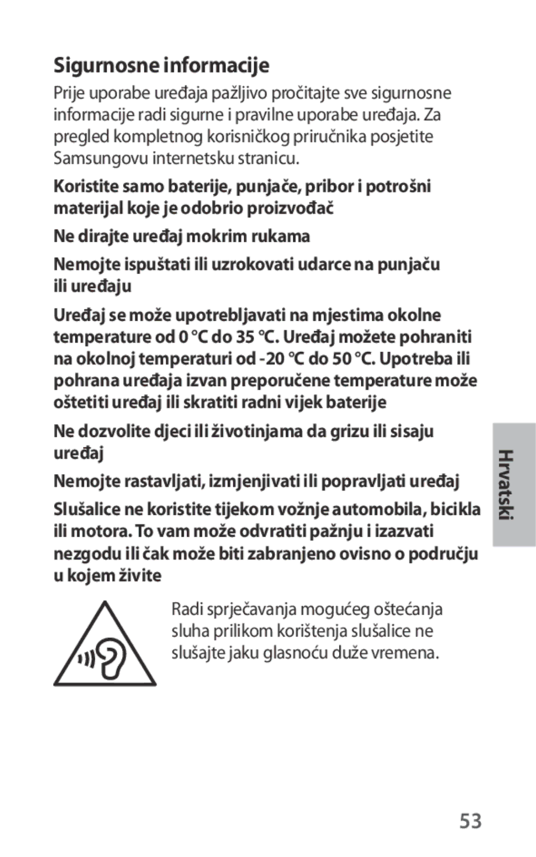 Samsung EO-IG930BWEGWW, EO-IG930BBEGWW, EO-IG930BWEGRU, EO-IG930BBEGRU manual Sigurnosne informacije 